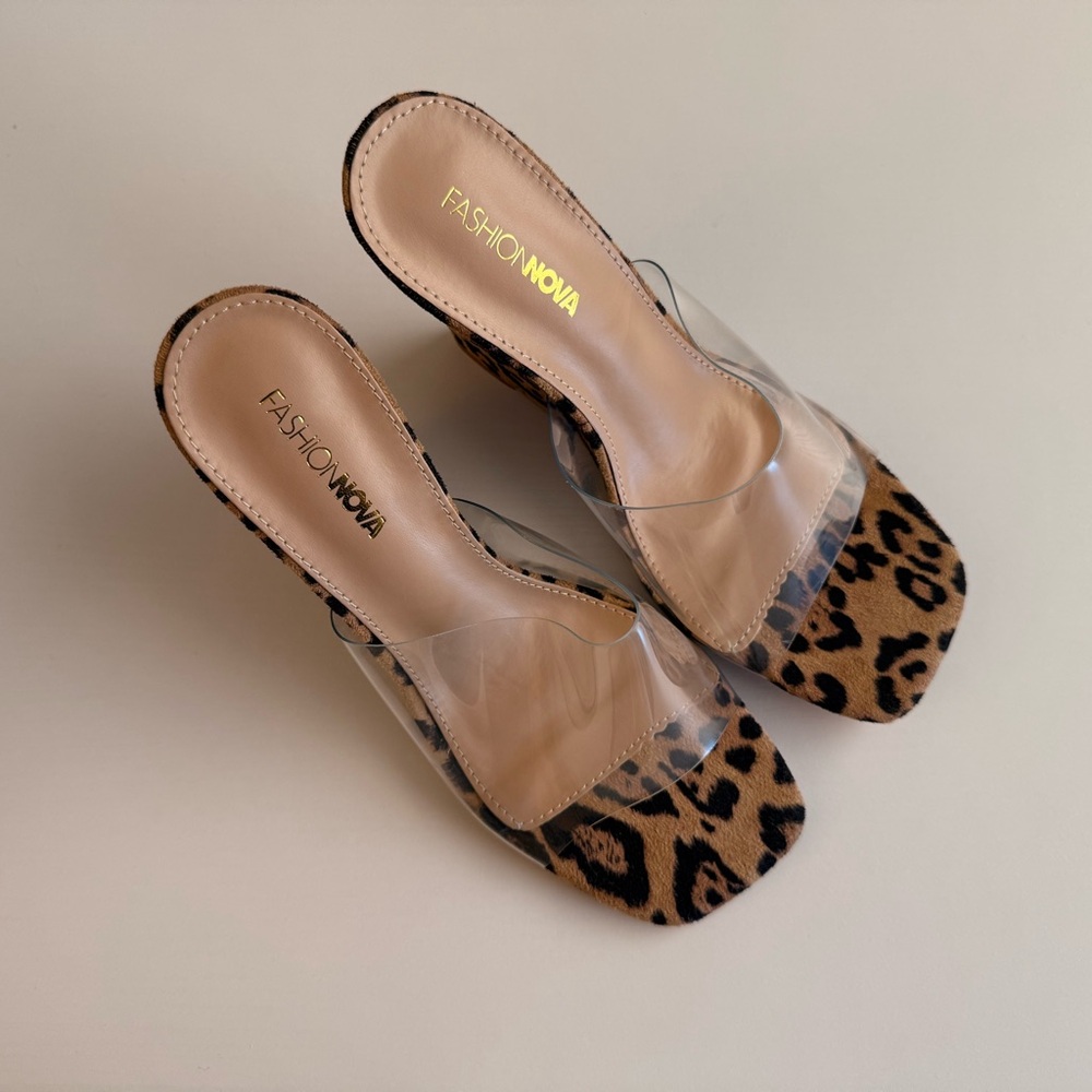Fashion Nova Tan Brown Leopard Print Heels